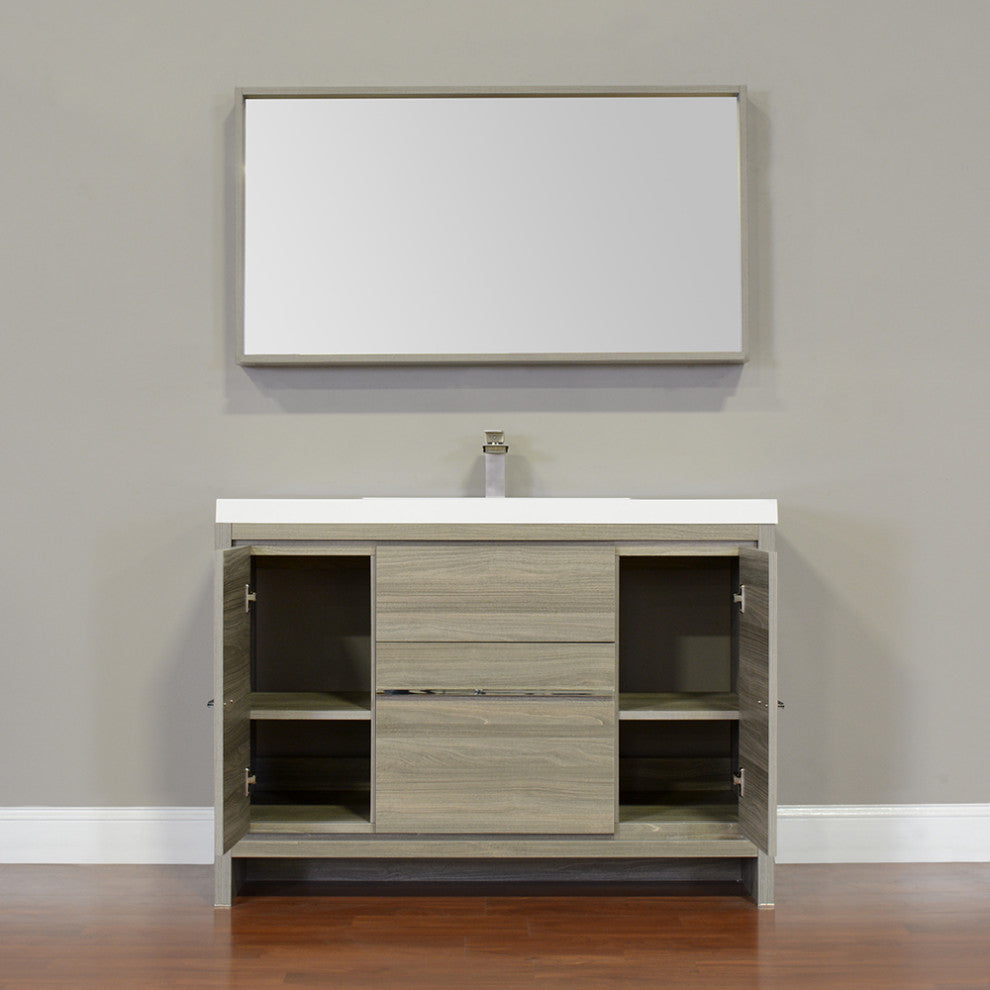 The Modern 48 Inch Single Modern Bathroom Vanity In Gray Without Mirror