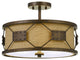 60W Ragusa Metal 2-in-2 Pendant/Semi Flush Mount Fixture With Burlap Shade