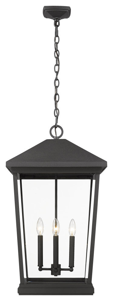 Zlite 568CHXXL-BK 4-Light Outdoor Chain Mount Ceiling Fixture, Clear Beveled