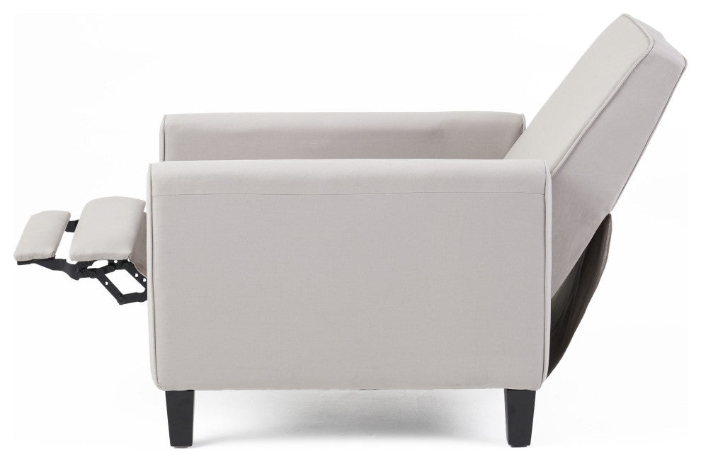 Susan Fabric Recliner, Set of 2, Light Gray and Dark Brown