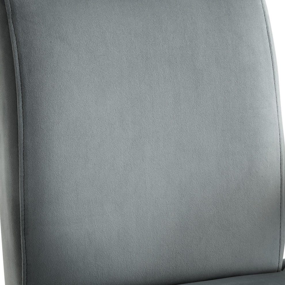 Avery Velvet Swoop Arm Square Back Open Sides Accent Chair, Gray