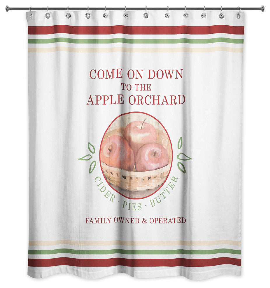 Apple Orchard Stripes 71x74 Shower Curtain