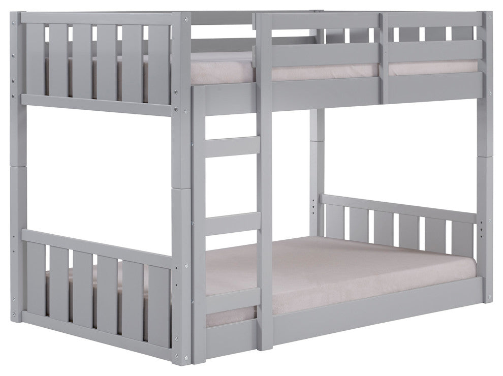 Traditional Twin over Twin Solid Wood Stackable Slat Bunk Bed "“ Grey