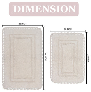 Casual Elegance Reversible Bath Rugs Set, 2 Piece Set, Ivory