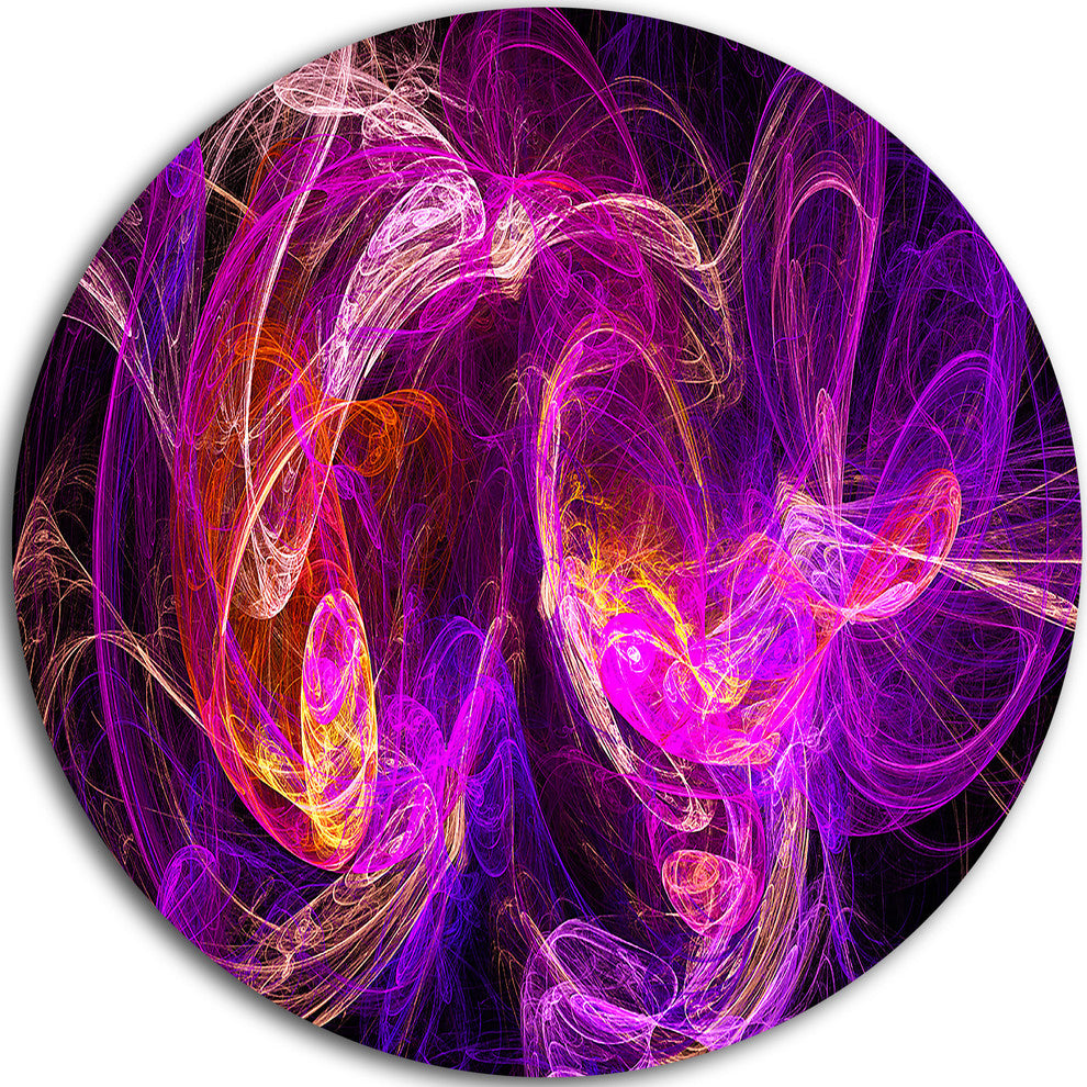 Colored Smoke Blue Purple, Abstract Digital Art Round Wall Art, 23"