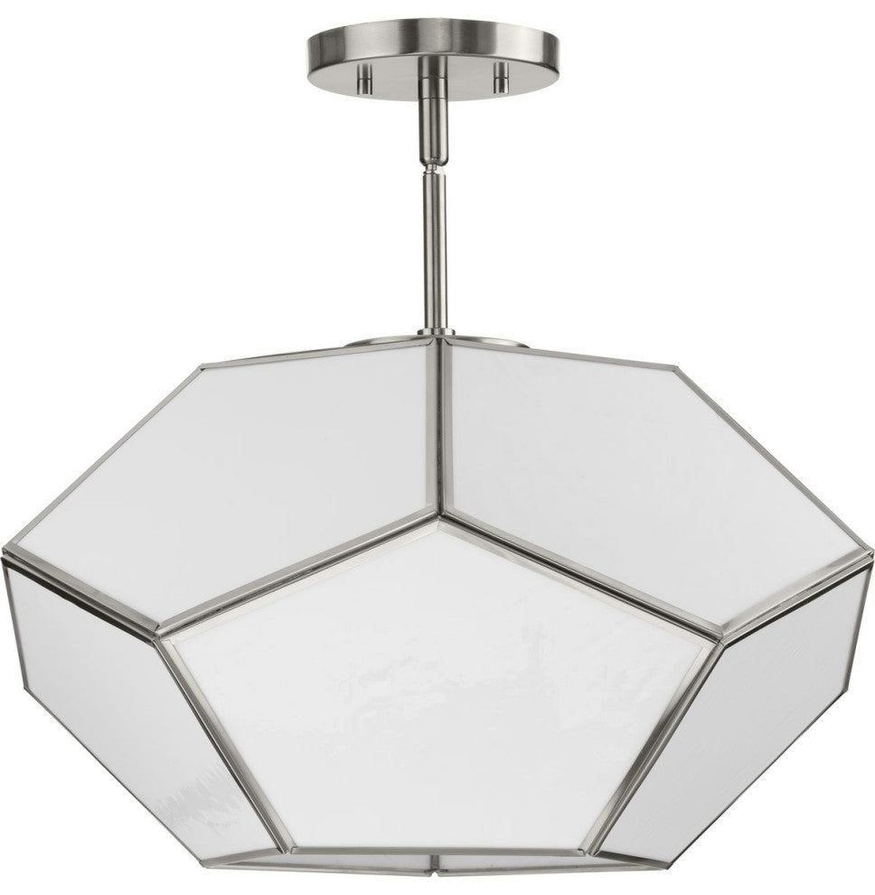 Latham Collection 18" 3-Light Convertible Semi-Flush Mount Light, Brushed Nickel