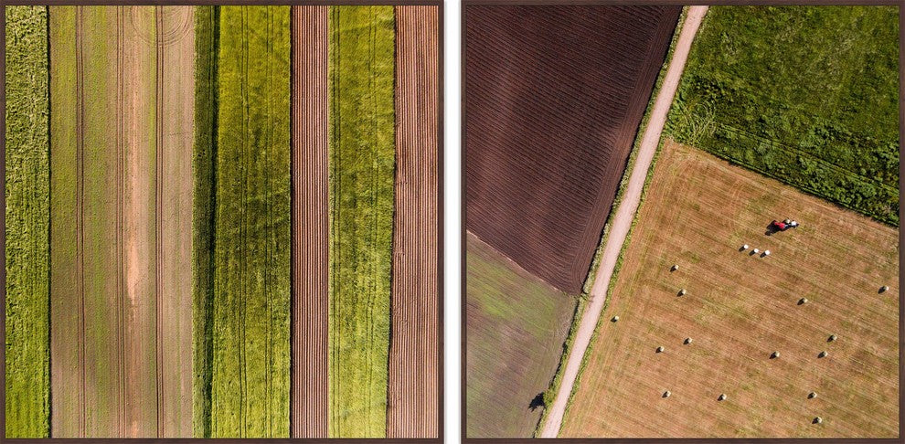 Farm Rows Diptych, 36x18