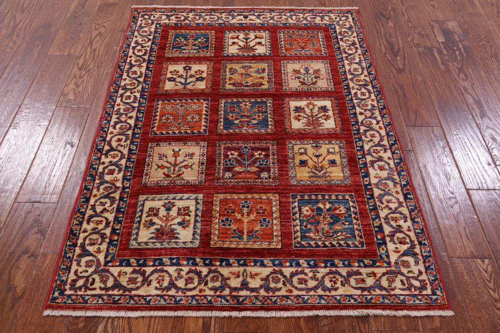 Hand Knotted Persian Garden Design Rug 3' 5" X 4' 10" Q10672