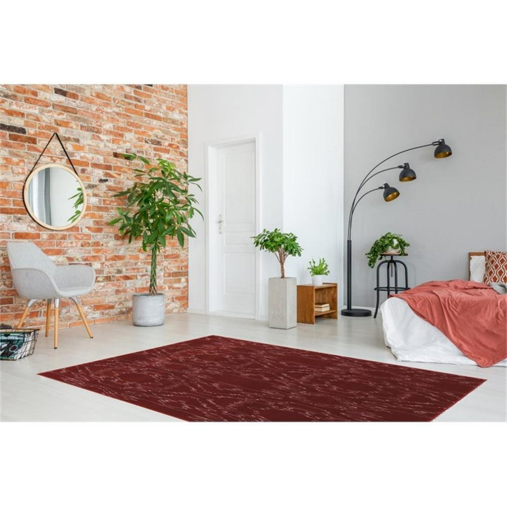 Linon Prisma Electric Machine Made Polypropylene 5'3"x7'6" Rug in Red