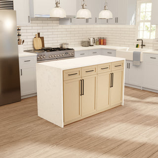 Palisade 60" Kitchen Island, Blonde, Engineered Marble