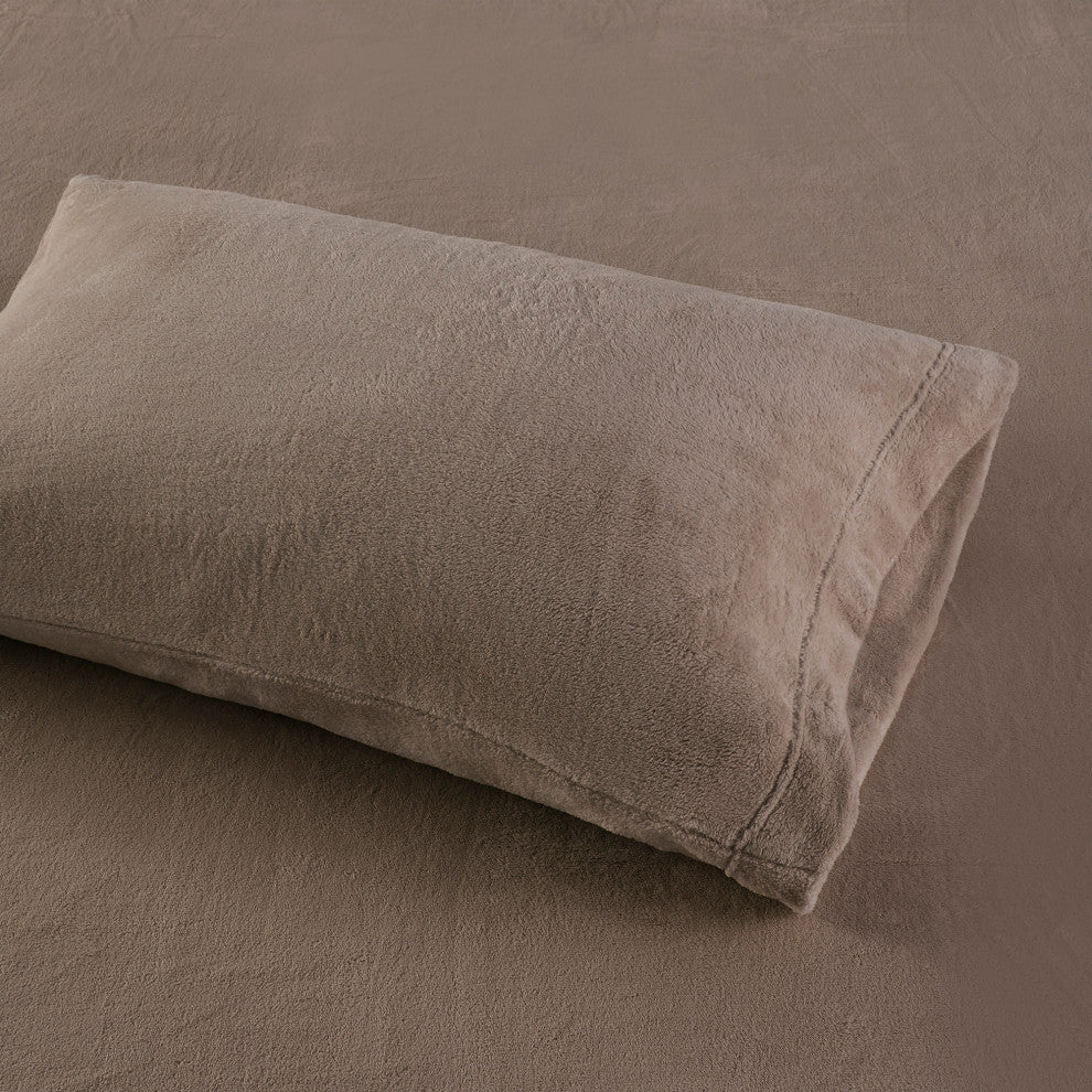 True North by Sleep Philosophy Knitted Plush Sheet Set, Brown, Twin