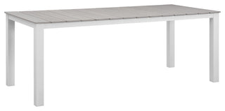 Maine 80" Outdoor Patio Dining Table, White Light Gray