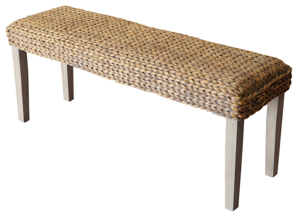 Sultan Water Hyacinth Wood Bench, Grey