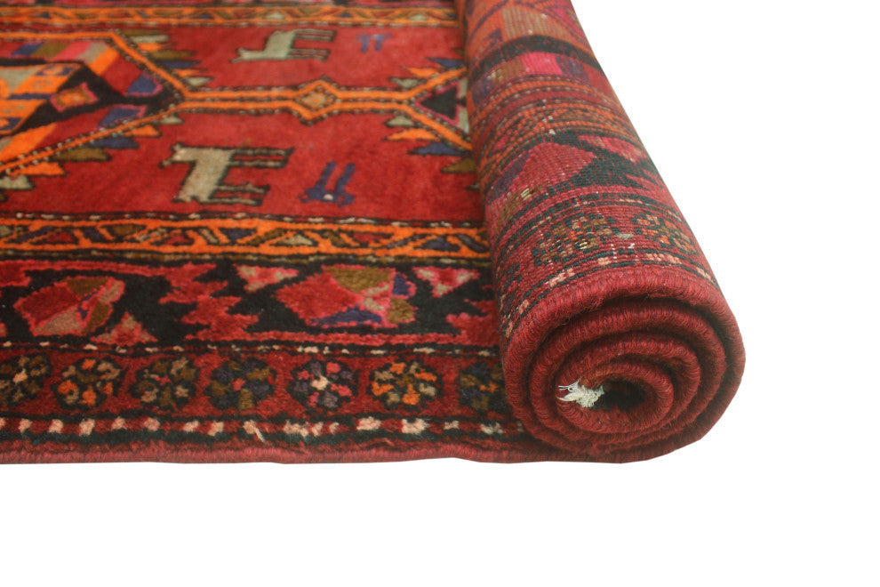 Fine Vintage Distressed Fannie Red/Orange Runner, 3'1x11'3