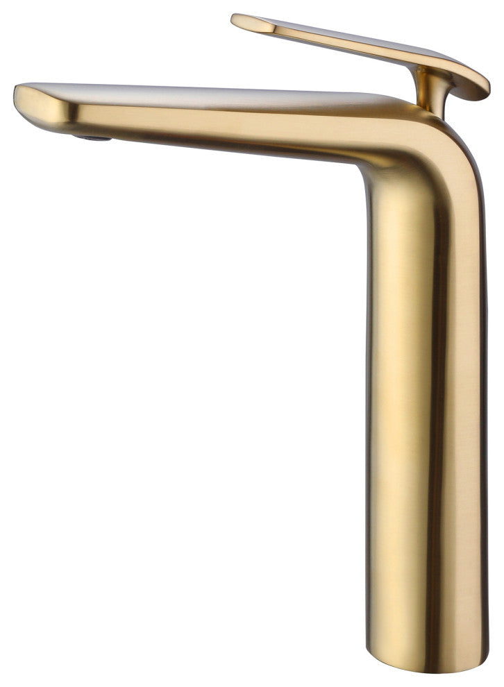 Deck Mounted Single Hole Bathroom Faucet, Brushed Gold
