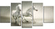 Fast Moving White Horses, Animal Canvas Art Print, 60"x32", 5 Panels