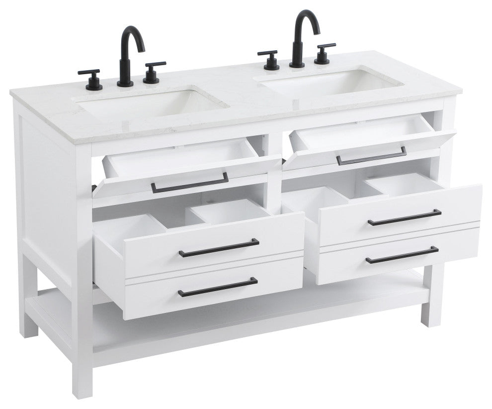 Home Living 54" Double Bathroom Vanity, White