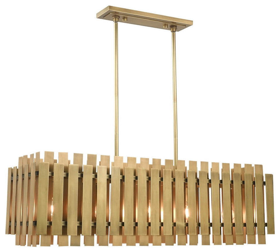Livex Greenwich 5 Light 42" Linear Light, Natural Brass