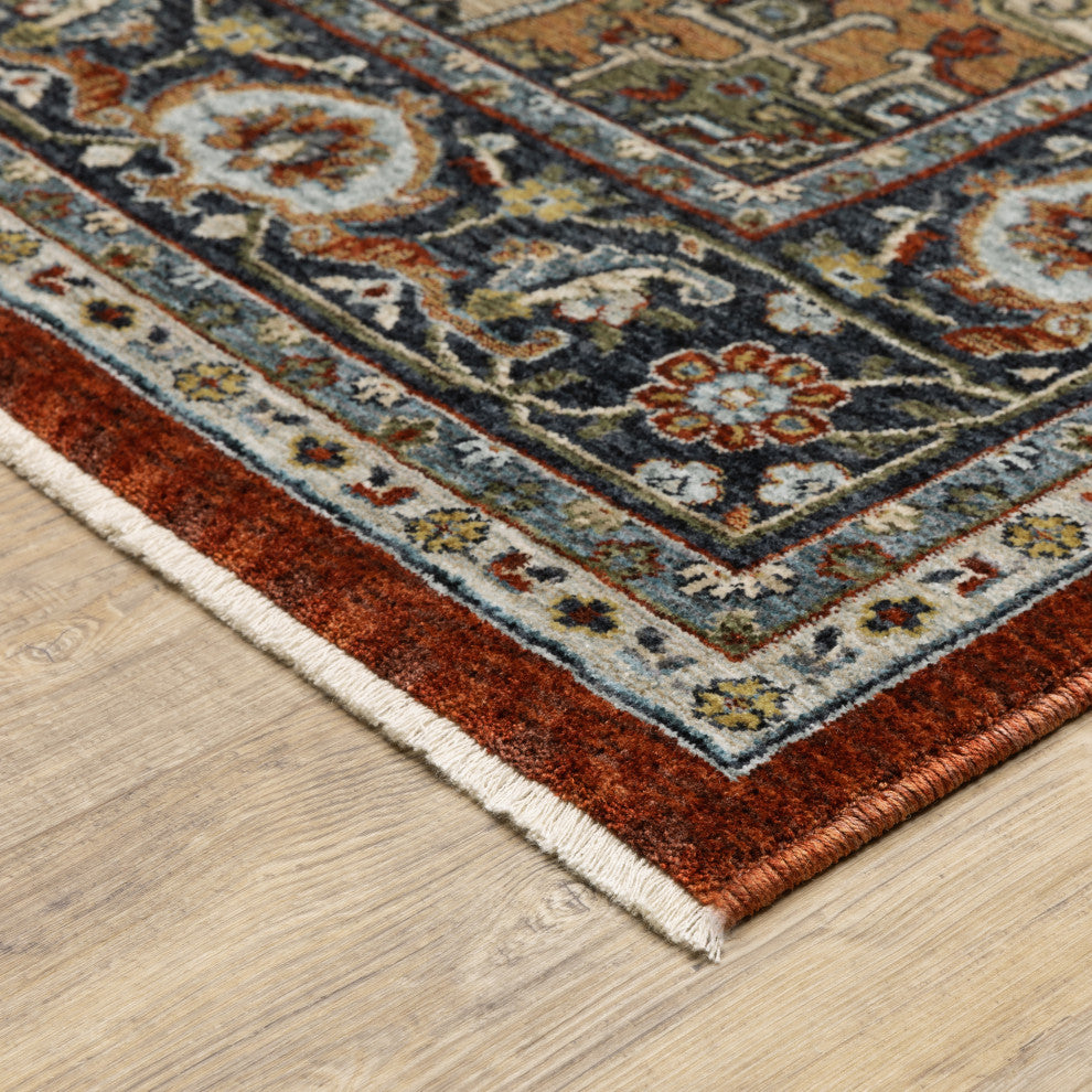 Augustus Center Medallion Indoor Area Rug, Red, 5'3"x7'6"