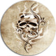 Vintage Style Skull Devil Tattoo, Digital Art Disc Metal Wall Art, 23"