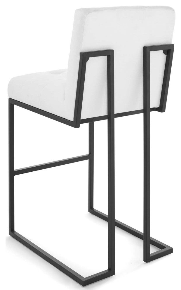 Bar Stool Chair Barstool, Set of 2, Fabric, Metal, Black White, Modern, Bar Pub