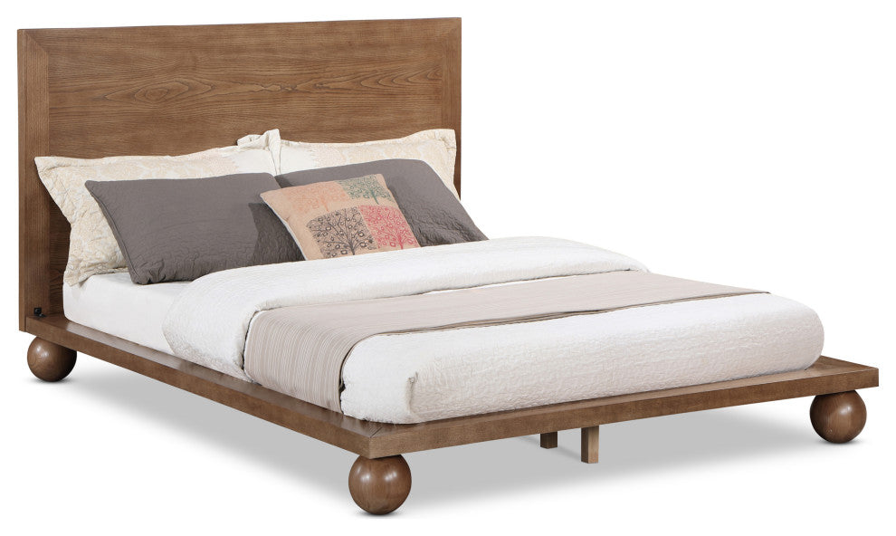 Kent Solid Ash Wood Bed, Walnut, King