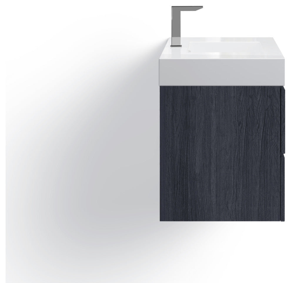 Boutique Bath Vanity, Gray Oak, 48", Single Sink, Wall Mount