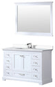 Dukes 48" White Single Square Sink Vanity with Quartz Top, With Mirror and Fauce