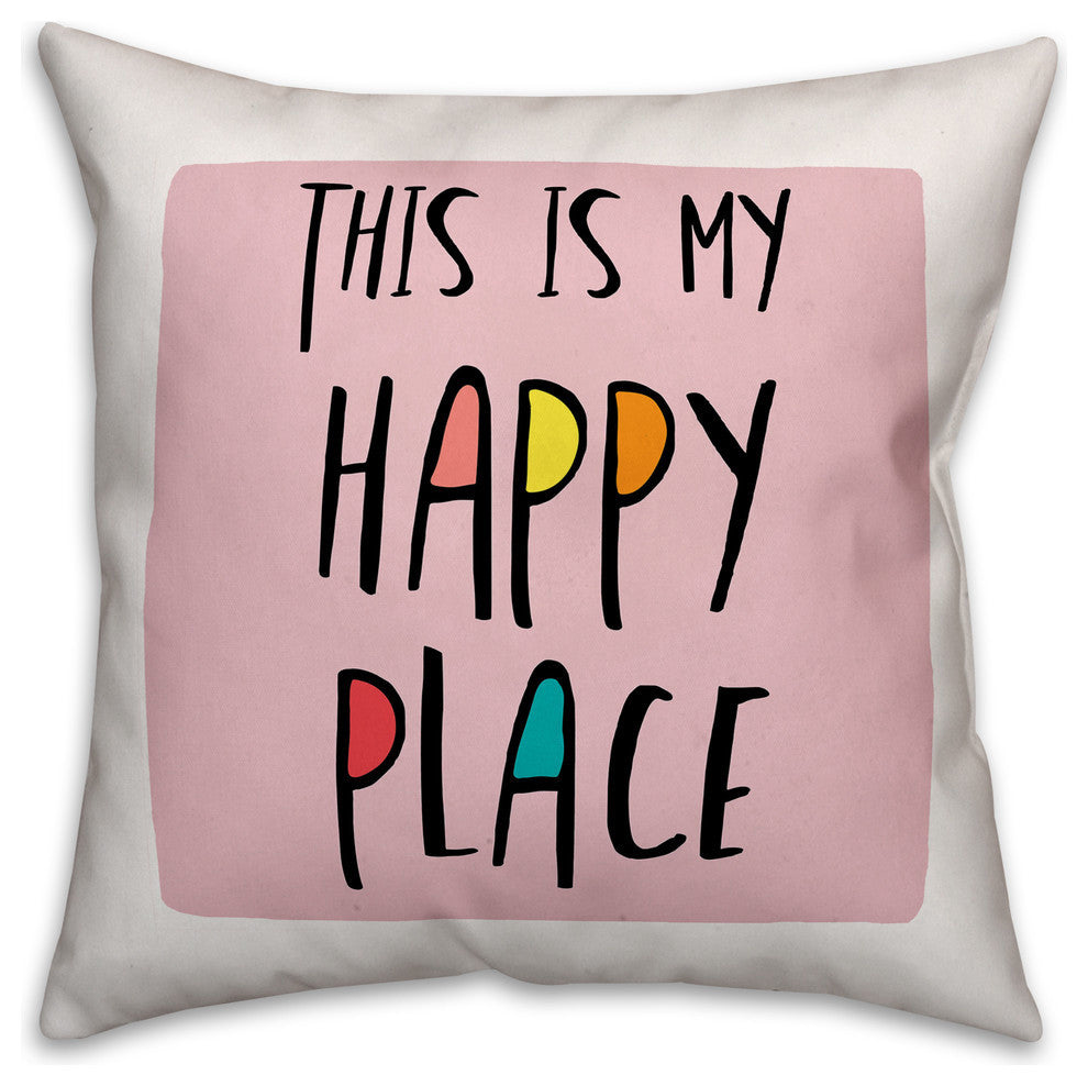 This is My Happy Place Orange 16x16 Spun Poly Pillow