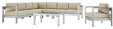 Shore 7 Piece Outdoor Patio Aluminum Sectional Sofa Set EEI-2562-SLV-BEI