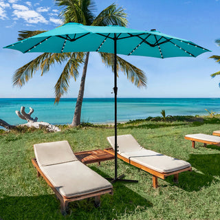 Ainfox 15 FT Double-Sided Patio Umbrella With Crank and Cross Base, Blue