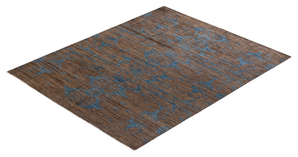 Eclectic, One-of-a-Kind Hand-Knotted Area Rug Brown, 7'10"x9'9"