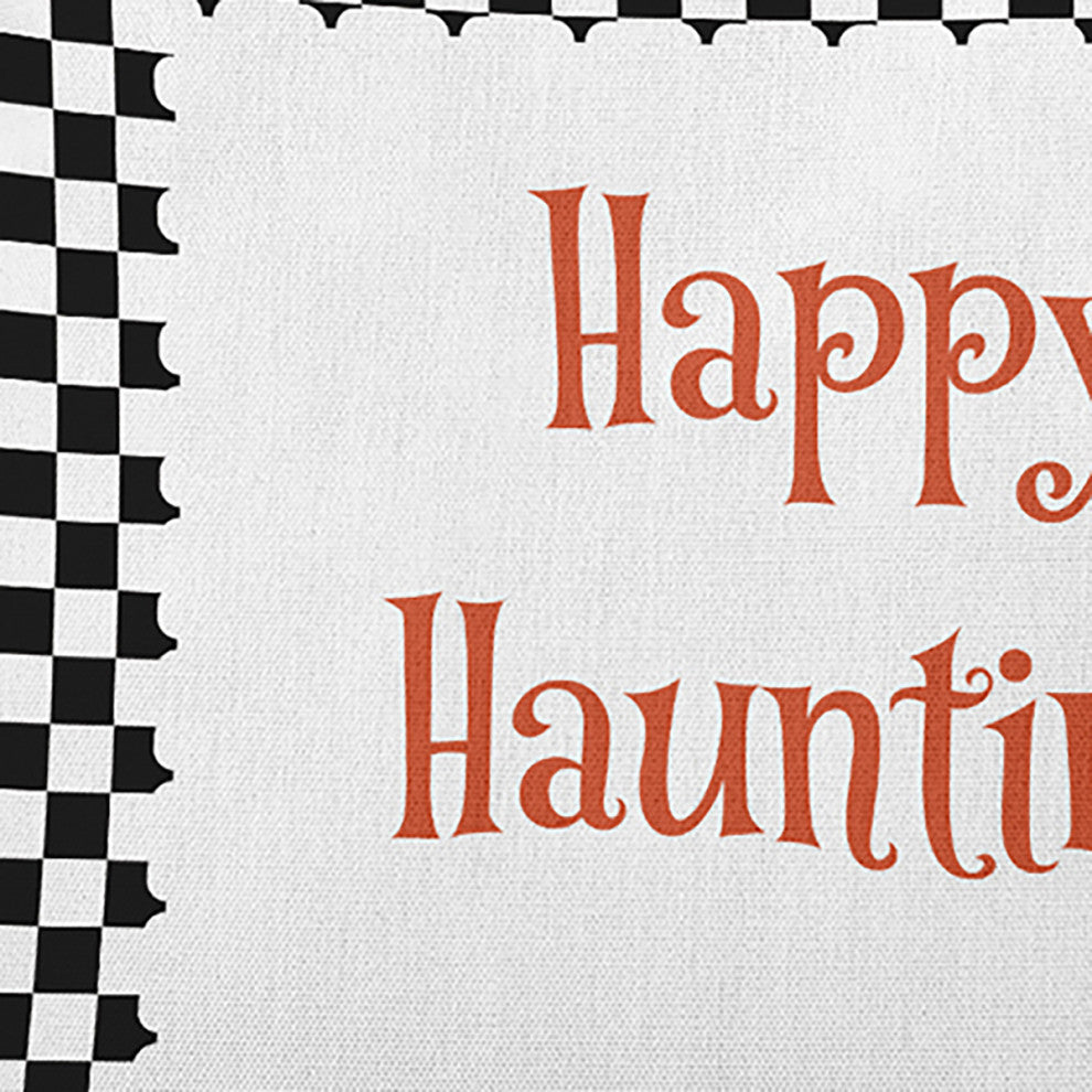 Happy Haunting Checks Accent Pillow, Black, 20"x20"