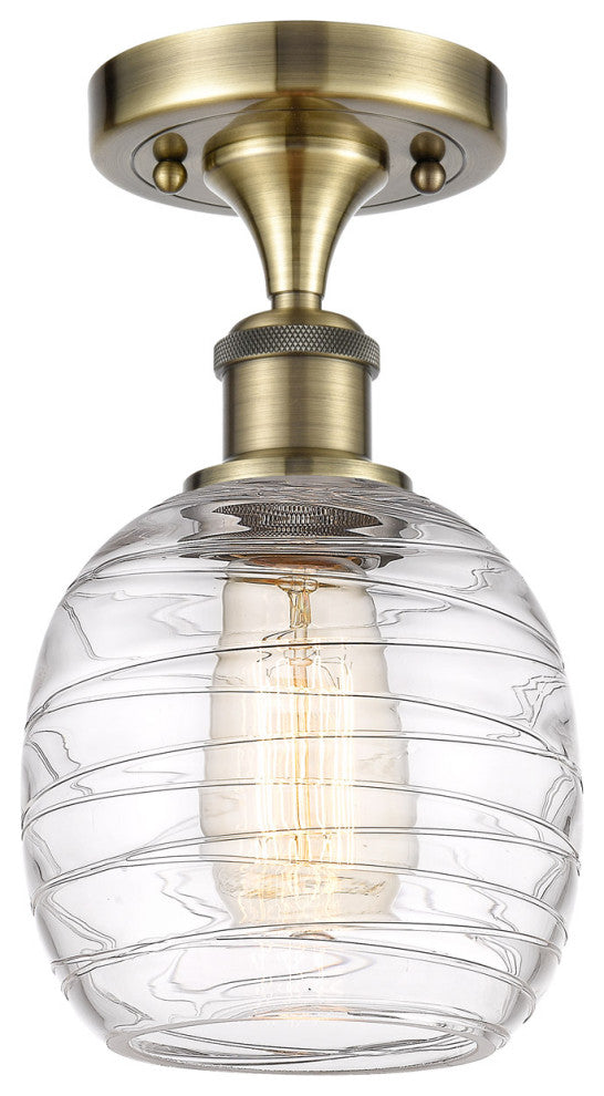 Innovations 516-1C-AB-G1013-LED 1-Light Semi-Flush Mount, Antique Brass