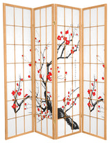 6' Tall Flower Blossom Divider, Natural, 4 Panels