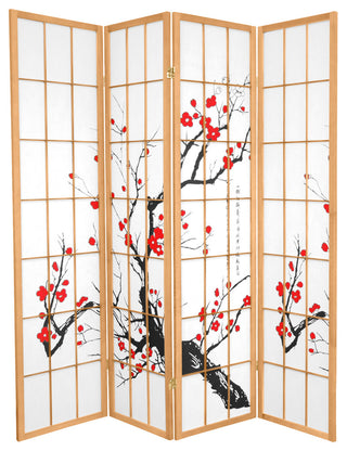 6' Tall Flower Blossom Divider, Natural, 4 Panels