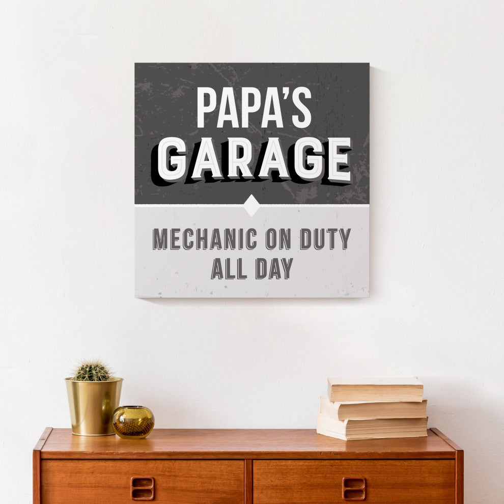 Garage Gray Papa 16x16 Canvas Wall Art