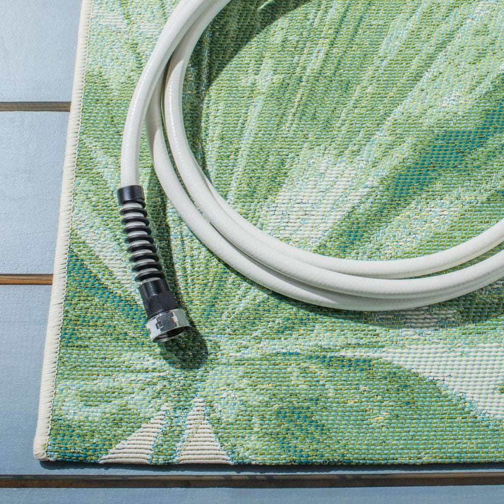 Safavieh Barbados Collection Indoor-Outdoor BAR590 Rug, Green/Teal, 2'8"x8'