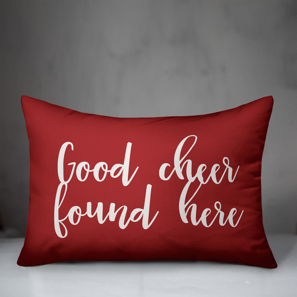 Good Cheer Found Here, Red 14x20 Lumbar Pillow