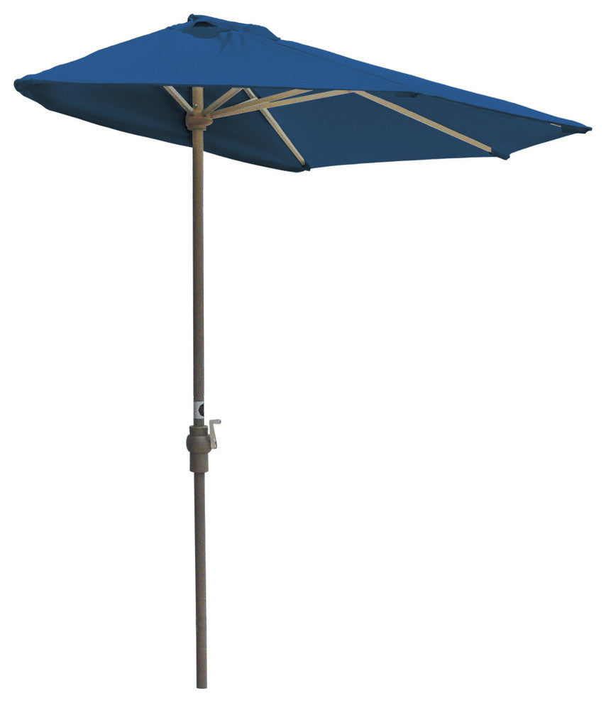 off-The-Wall Brella Half Umbrella, Blue, 9', Sunbrella Fabric