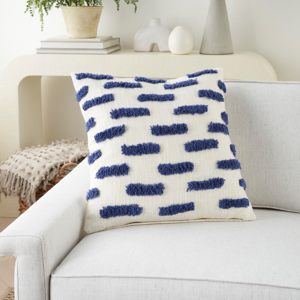 Mina Victory GC576 Throw Pillow, Blue Ink, 18"X18"