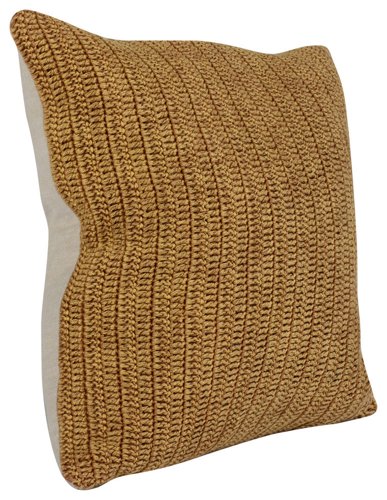 Marcie Knitted 22" Throw Pillow by Kosas Home, Honey