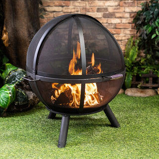 34" Diameter Outdoor Steel Woodburning Sphere Fire Pit
