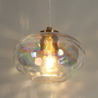 LNC Chrysaorican 1-Light 6" Modern Iridescent Glass Kitchen Island Light, Brass