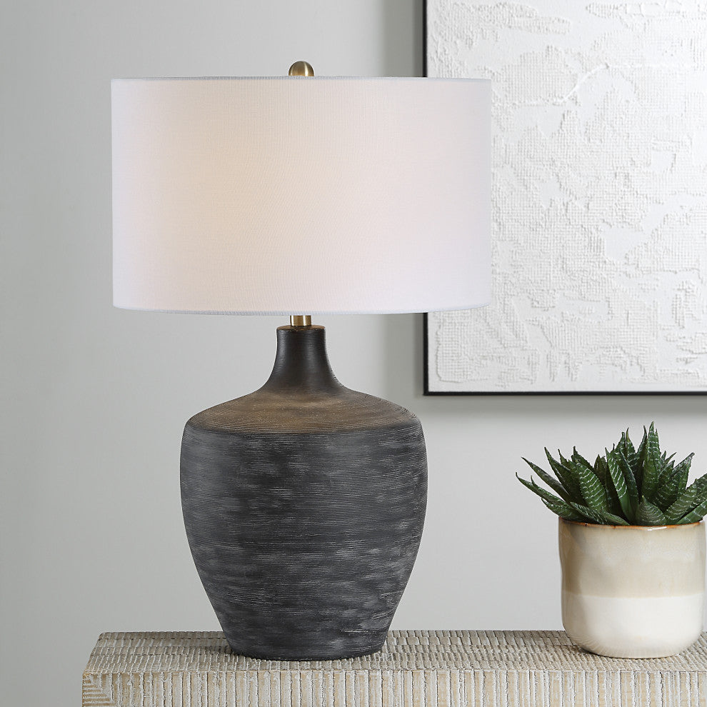 Uttermost Graphite Ribbed Table Lamp