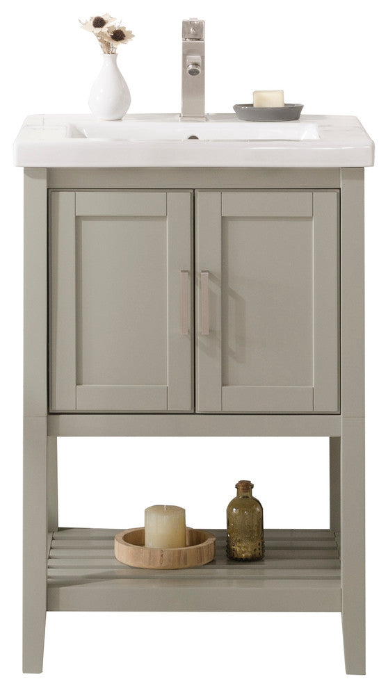Legion Furniture Colby Single-Sink Vanity, White-Gray, 24"