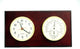 Brass Quartz Clock and Thermometer/Hygrometer on Mahogany