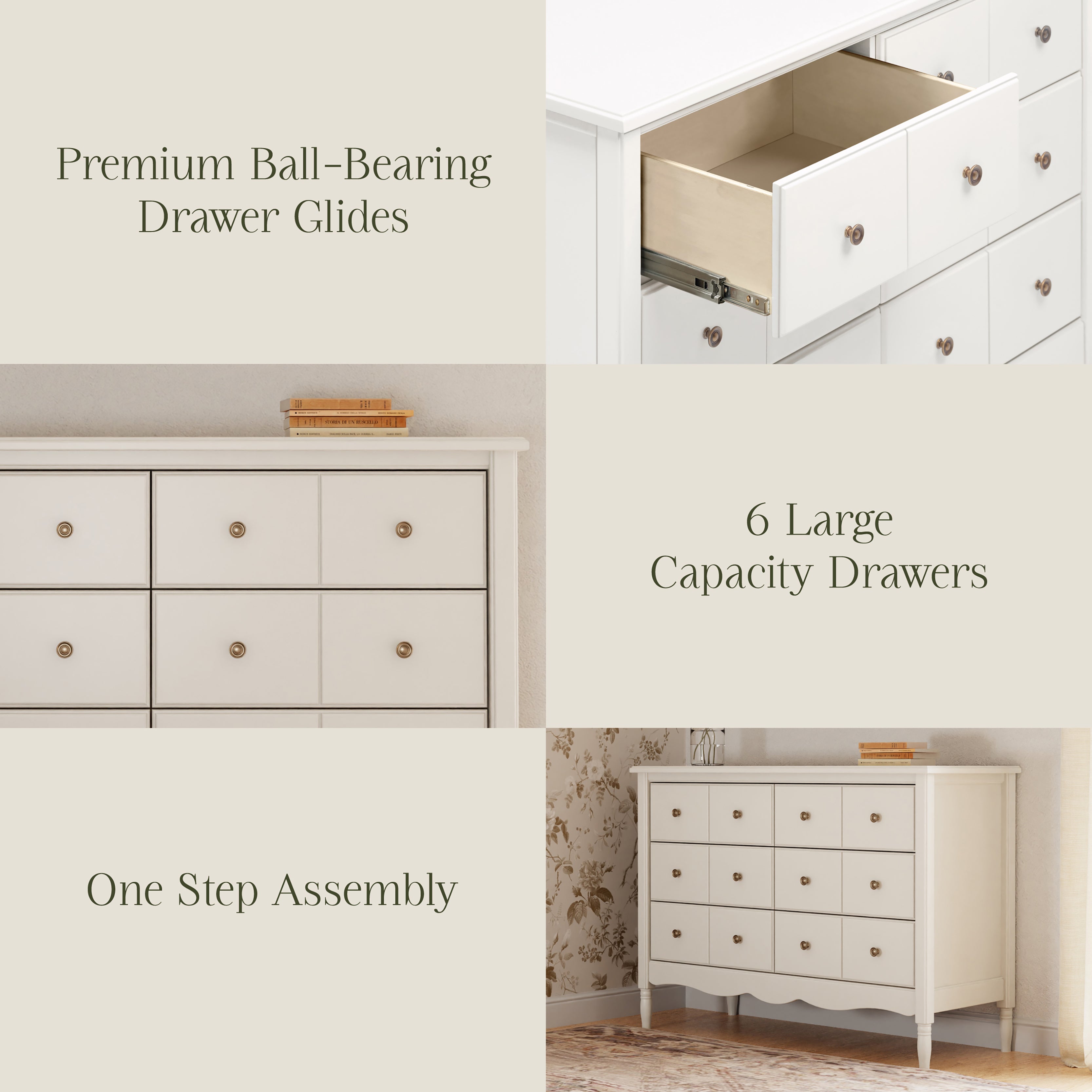 Liberty 6-Drawer Assembled Dresser, Warm White