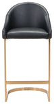 Counter Stool Chair, Faux Vinyl Leather, Steel, Black, Gold, Cafe Bistro