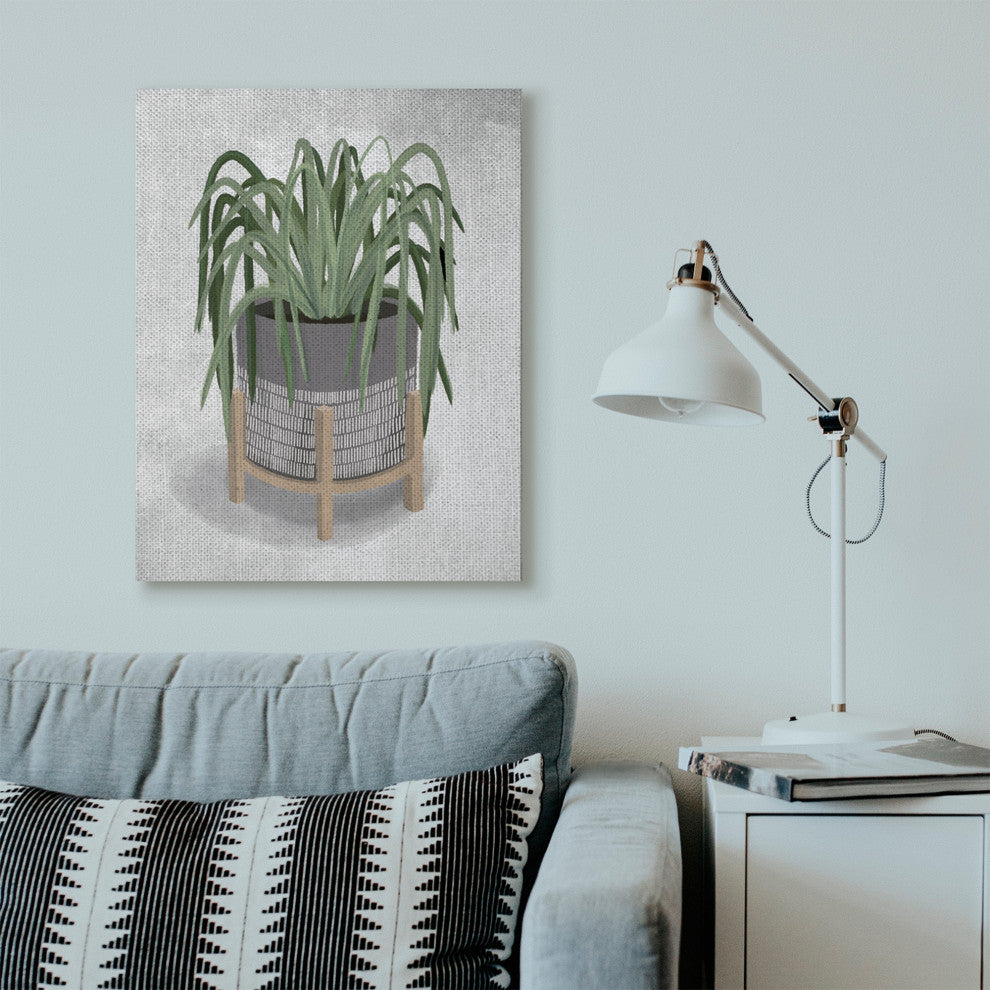 Friendly Spider Plant Grey Green Painting, 30"x40"